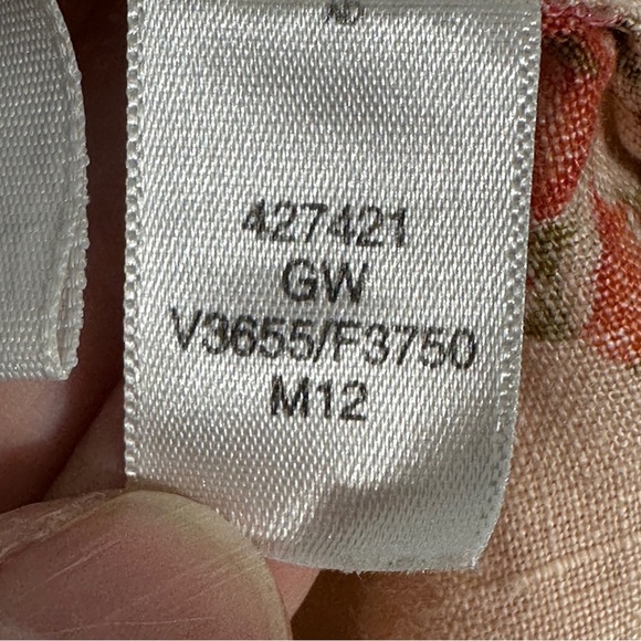 Lands End sz. 12 100% linen floral tunic, pink, 3/4 slv., fall, office, date - Picture 9 of 11